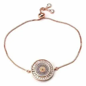 Evil Eye CZ Charm Bracelet Rose Gold