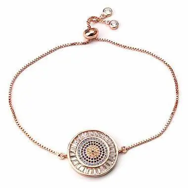 Evil Eye CZ Charm Bracelet Rose Gold