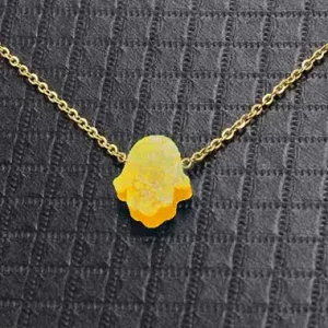 Opal Orange Hand of Fatima Necklace